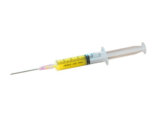 Fototapeta premium Isolated Cut outline syringe has a sharp needle on white background