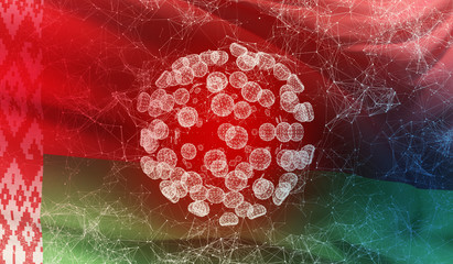 Medical virus molecular concept with flag of Belarus. Pandemic 3D illustration.