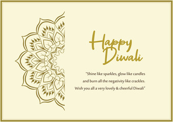 happy diwali traditional indian lights hindu festival celebration holiday concept flat greeting card template invitation horizontal copy space vector illustration