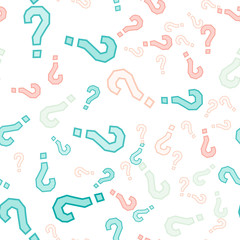 Quiz seamless pattern. Question marks, doubt, faq