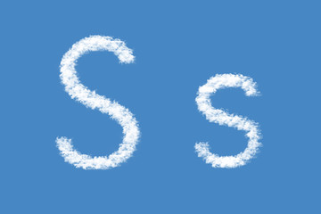 Letter S from real clouds shapes. Cloud alphabet.