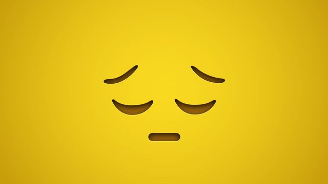 Animated colorful looping pensive face emoji background for apps or ad commercial. Bringing life to your screen. Fun character motion graphic design.