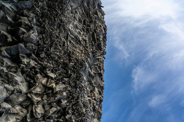 Basalt rock formation in Reynisfjara, the black-sand beach found on the South Coast of Iceland