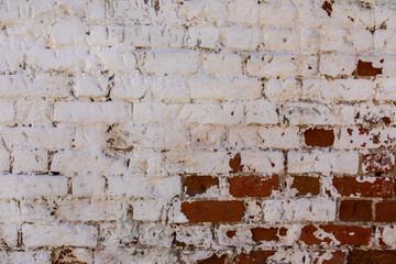 Old grunge brick white wall background