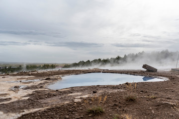 Geysir district, a geothermal area in the south part of Iceland - Golden Circle