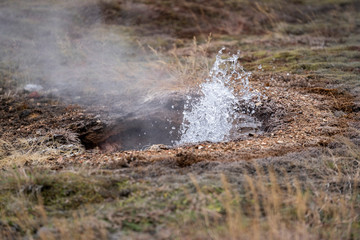 Geysir district, a geothermal area in the south part of Iceland - Golden Circle