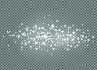 Falling stars effect on checkered background.Gold and silver glittering stars in a white cloud of dust.Sparkling magical stardust  particles.Explosion in the universe.