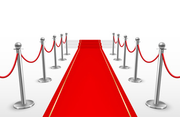 Red carpet with barriers for event or party