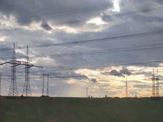 Sunrise or sunset over the hills and meadow. Slovakia