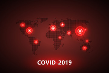 Map of pandemia spread Coronavirus.Virus Covid -19. Epidemic outbreaks worldwide. Vector illustration.