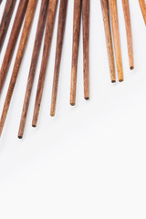 Isolated of Wooden chopsticks arrange on white background