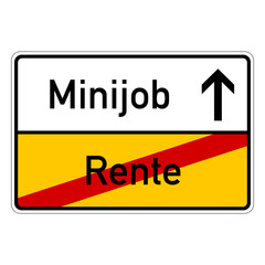 city sign with text rente minijob