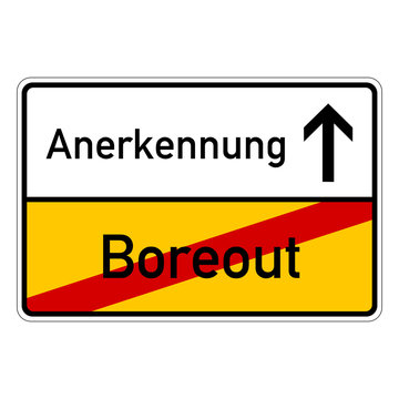 city sign with text boreout anerkennung