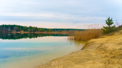 view of the lake with blue water