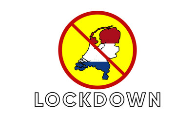 Illustration vector graphic of Sign caution of Netherlands Lockdown. Vector illustration of warning sign. Coronavirus outbreak. Warning sign of Prohibited from leaving the Netherlands country.