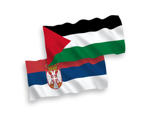 Flags of Palestine and Serbia on a white background