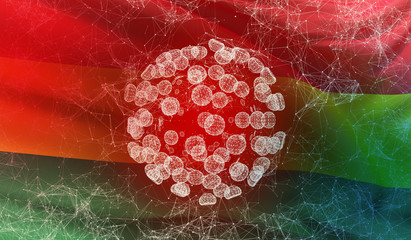 Medical virus molecular concept with flag of Ghana. Pandemic 3D illustration.