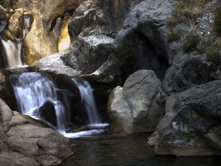 Beautiful waterfalls with motion blur in the nature of Side in Turkey with beautiful colors in the rocks.....