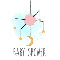 Stickers pour porte Signe rétro carte de douche de bébé