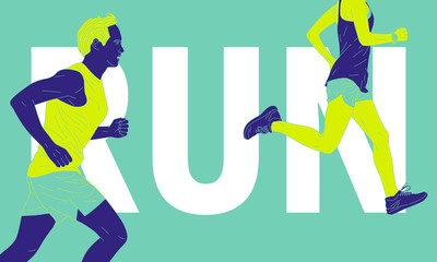 Plakat Illustration of running action. Isolate background.