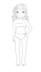 girl in swimsuit Coloring book