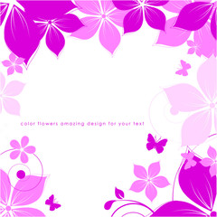 Pink abstract floral background with flowers