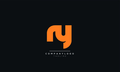 RY NY Letter Logo Alphabet Design Template Vector - obrazy, fototapety, plakaty