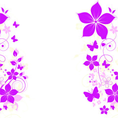 abstract floral background with flowers and butterflies