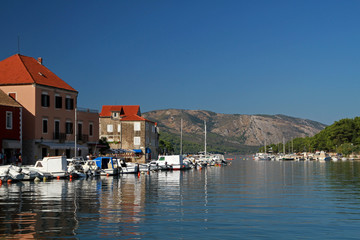Fototapeta na wymiar Old harbour in Stari Grad on Hvar Island, Croatia