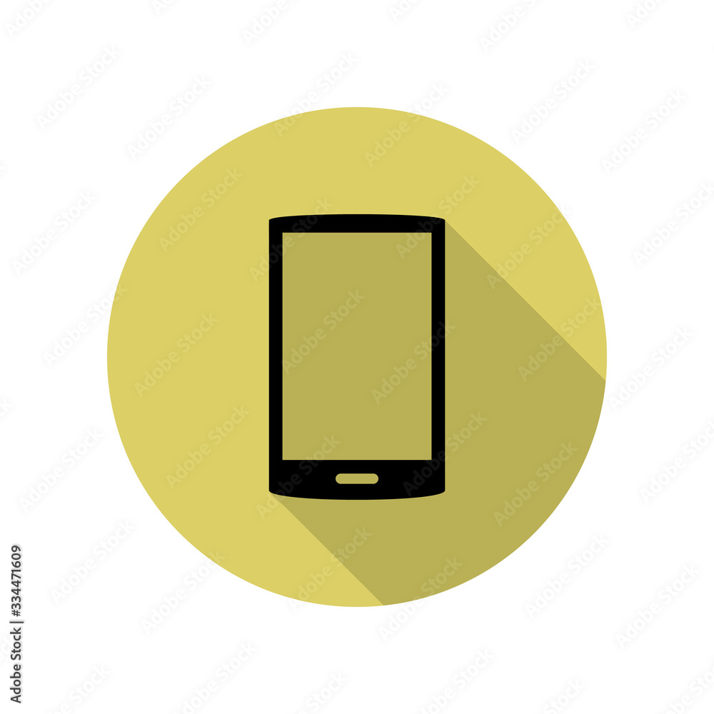 Poster smart phone long shadow icon. simple glyph, flat vector of web icons for ui and ux, website or mobil