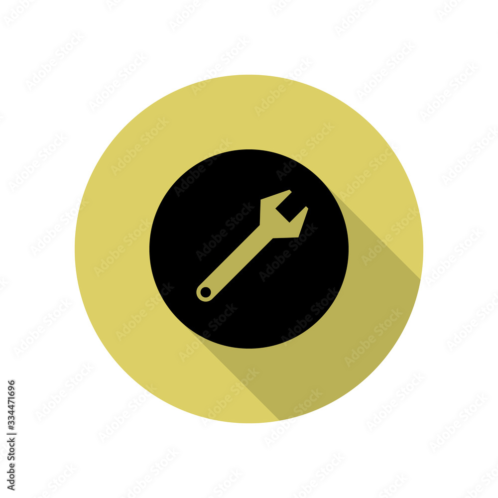 Poster spanner in a circle long shadow icon. simple glyph, flat vector of web icons for ui and ux, website 