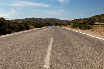 road in mountains rhodos greece