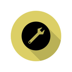 spanner in a circle long shadow icon. Simple glyph, flat vector of web icons for ui and ux, website or mobile application