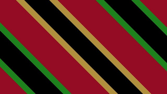 Two color bars that move diagonally in the opposite direction with a hypnotic effect, anchoring point in the center and cover the whole background, made up of different strips of color.