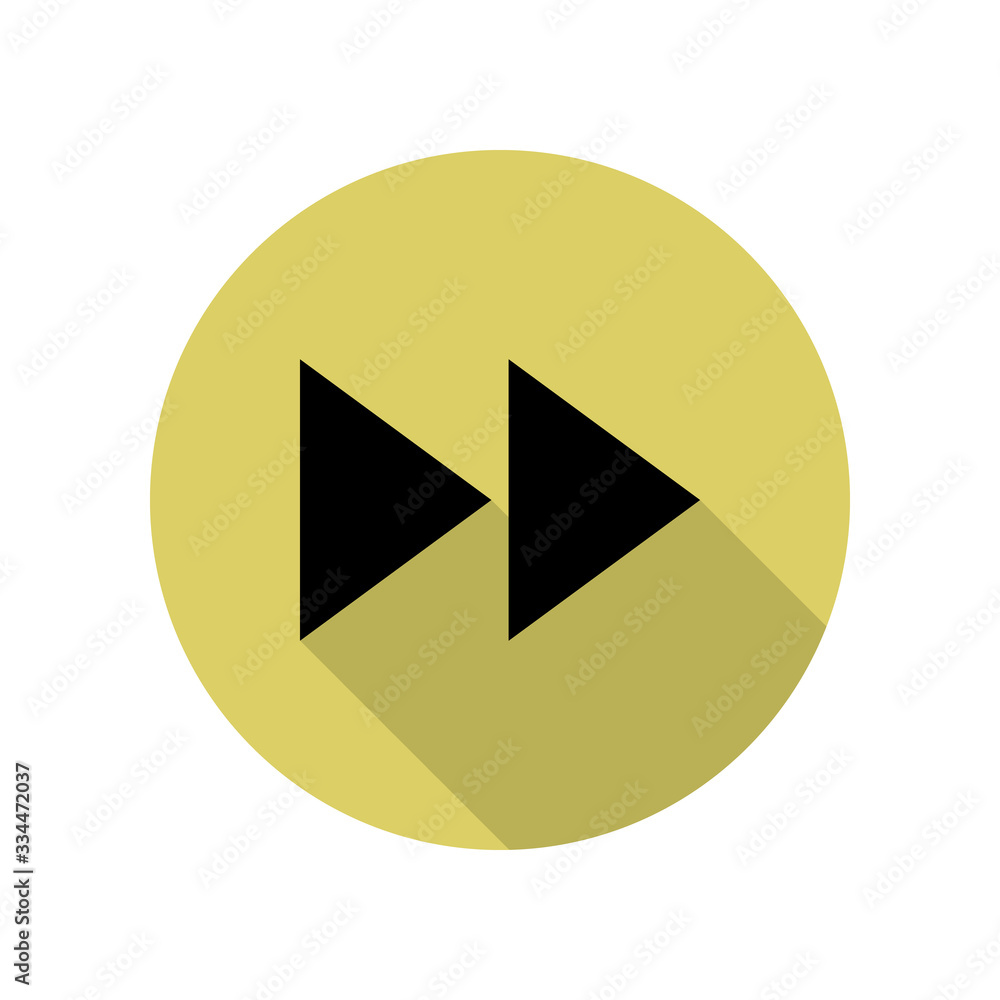 Poster rewind mark long shadow icon. simple glyph, flat vector of web icons for ui and ux, website or mobil