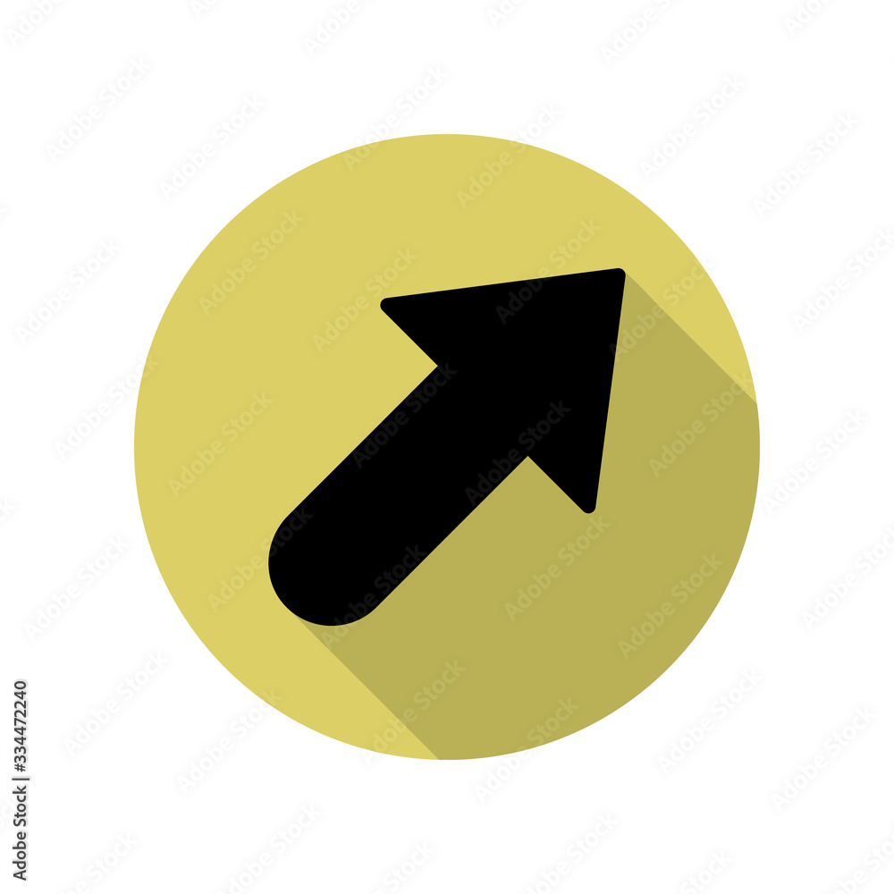Poster bold arrow long shadow icon. simple glyph, flat vector of web icons for ui and ux, website or mobile