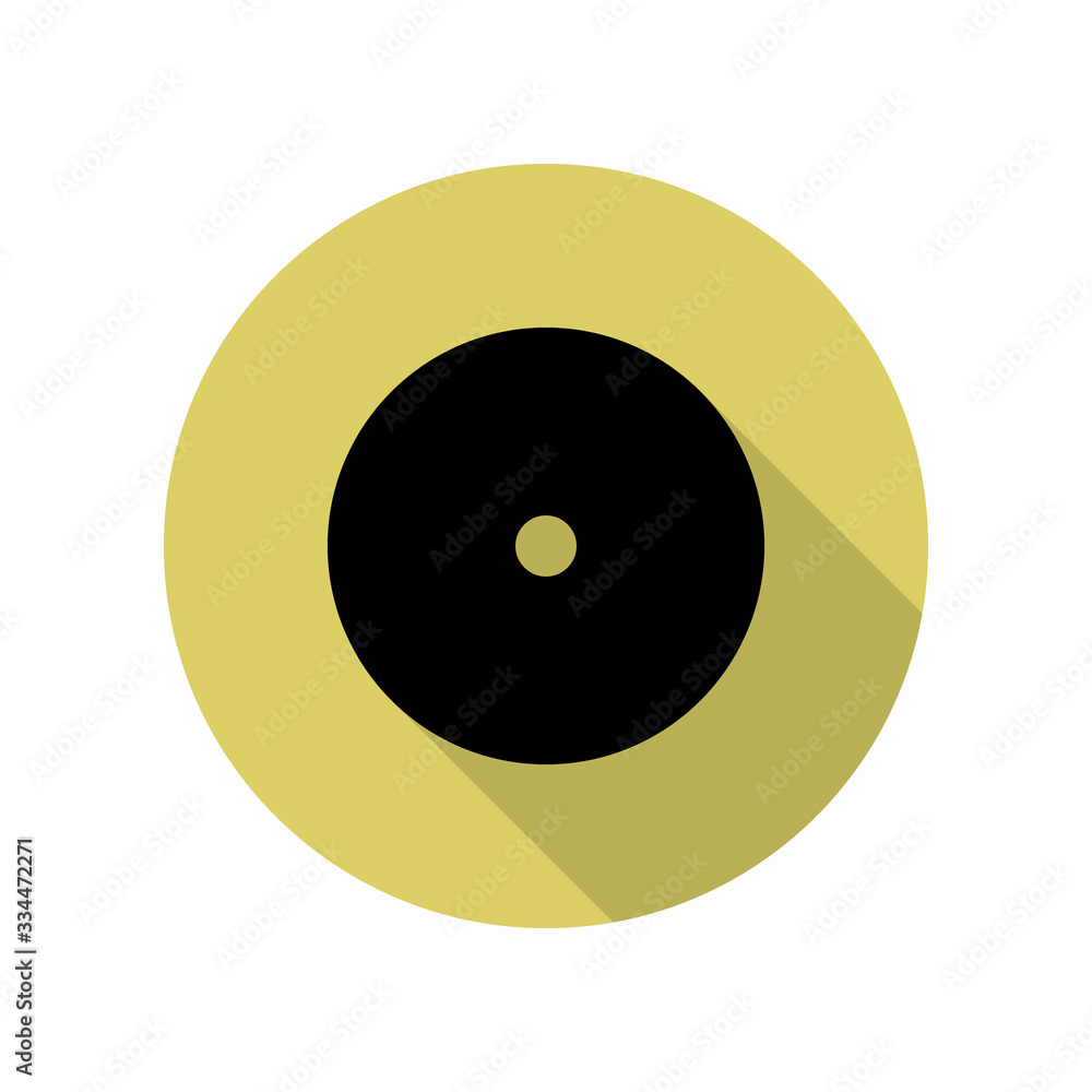 Poster cd disc long shadow icon. simple glyph, flat vector of web icons for ui and ux, website or mobile ap