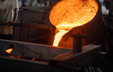 Casting, melting, molding and foundry. The most widely used non reusable mold method is sand casting a process in which specially treated sand is rammed around the pattern and placed in a support.
