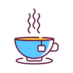  up tea ginseng line color icon. Korean ginseng root extract. Alternative medicine. Sign for web page, mobile app, button, logo. Editable stroke.