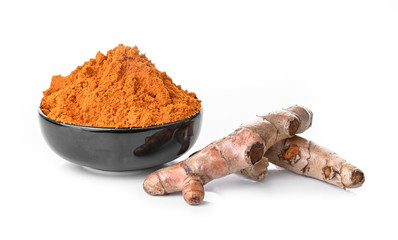 Turmeric powder isolated on a white background