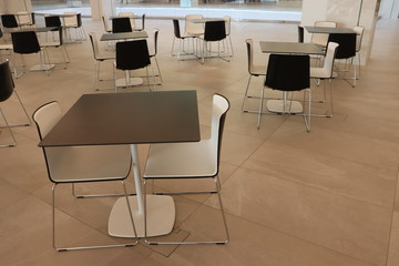 Fototapeta na wymiar office canteen with chairs on floor