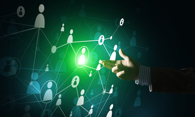 Creating modern wireless technologies as means of communucation and networking on dark background