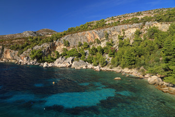 Obraz premium Beach and coastline in Zavala village, Hvar island, Croatia