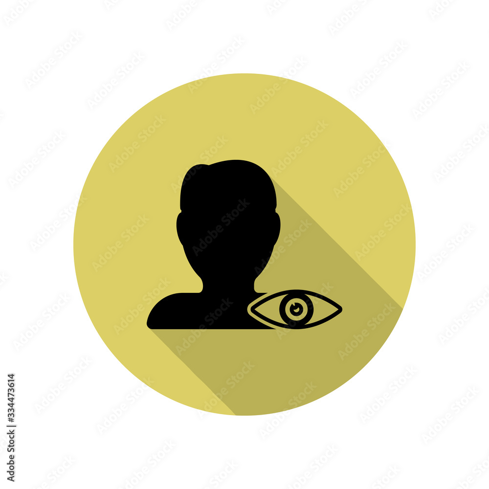 Aufkleber silhouette of man and eye long shadow icon. simple glyph, flat vector of web icons for ui and ux, we