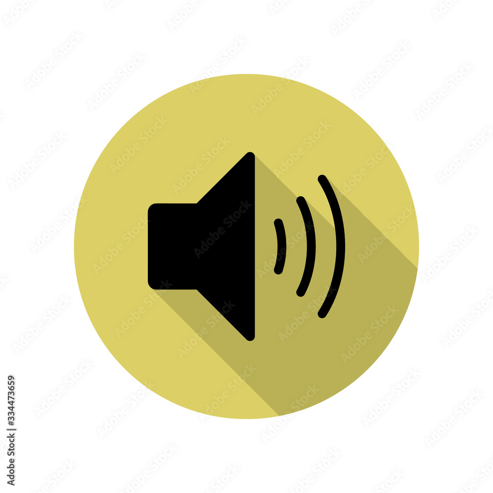 Poster sound sign long shadow icon. simple glyph, flat vector of web icons for ui and ux, website or mobile