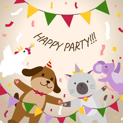 Animals and Happy Party
