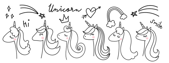 Cute Unicorn hand drawn doodle design vector. © TWINS DESIGN STUDIO