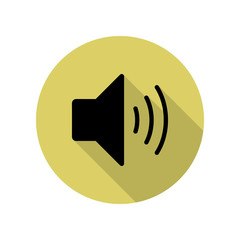 sound sign long shadow icon. Simple glyph, flat vector of web icons for ui and ux, website or mobile application