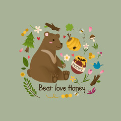 Brown Bear Love Honey