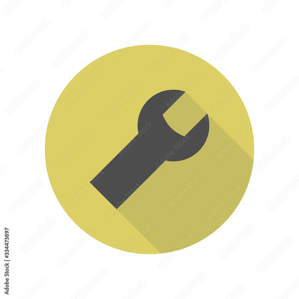 Poster wrench long shadow icon. simple glyph, flat vector of web icons for ui and ux, website or mobile app